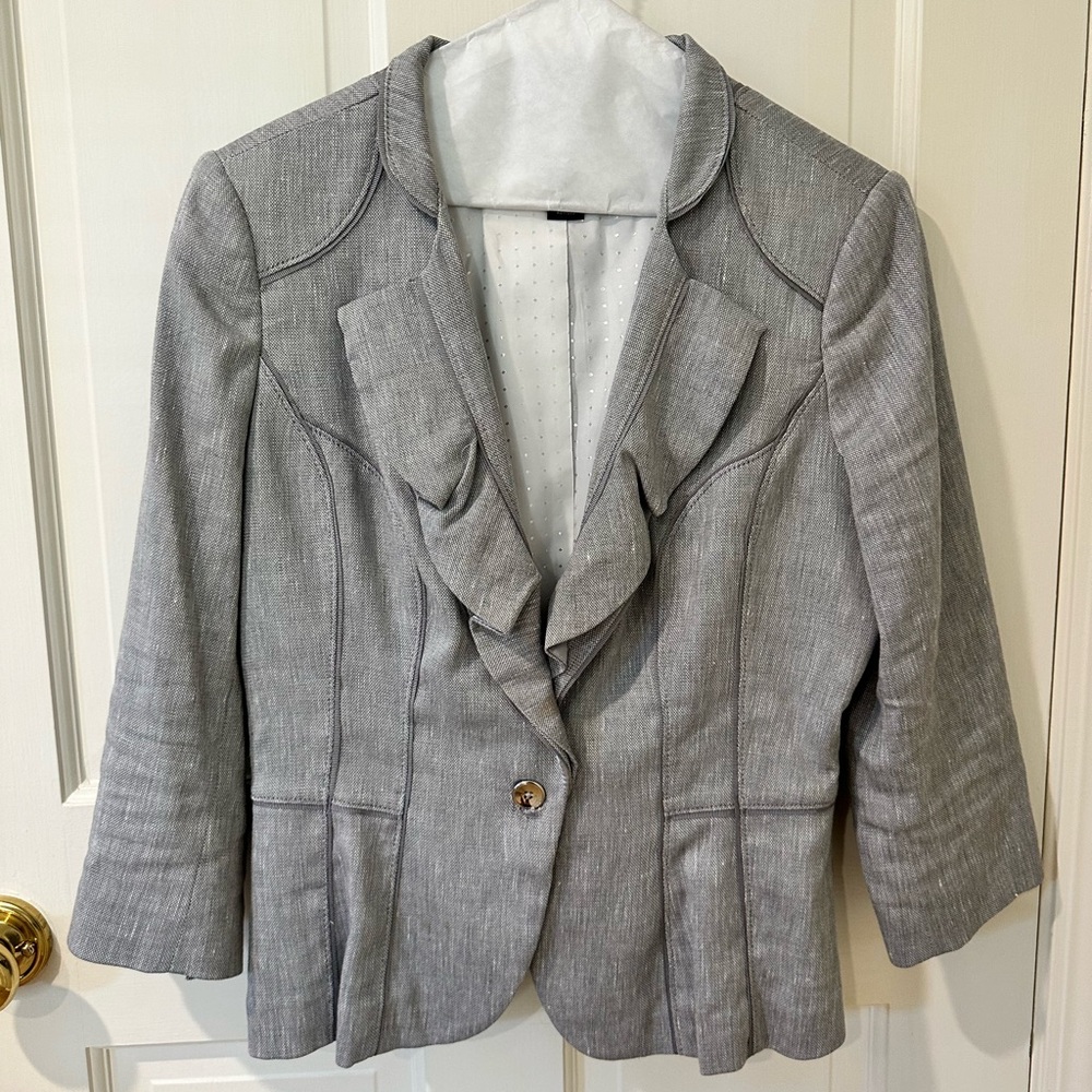 Grey Jacket with ruffles and buttons Size 8